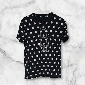 Black Polka Dot graphic Shirt teddy bear graphics size XS